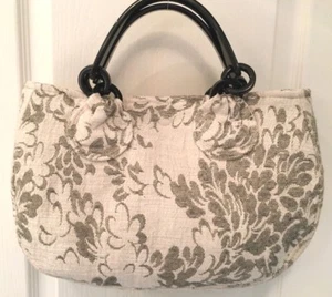 HANDBAG ELEGANT BAG ITALIAN FLORAL VELVET JACQUARD FABRIC - REDUCED US$99.00 - Picture 1 of 10