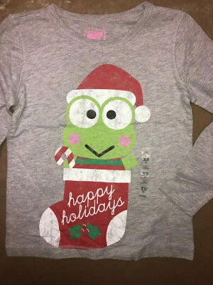 New  HELLO KITTY Tee T-SHIRT Keroppi Christmas Love Old Navy Grey XS S - Image 1 of 4