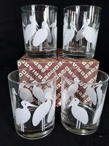 Vintage W/ Box George Briard Crane Rocks Glasses MCM Rare Set of 4 Hard to Find - Picture 1 of 6