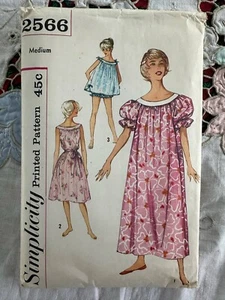 SIMPLICITY NIGHTIE BABY DOLL PAJAMA MUU MUU PATTERN 2466 VINTAGE MEDIUM - Picture 1 of 2