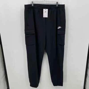 Nike Men's Sportswear Club Fleece Cargo Sweatpants Solid Black Size 3XL Tall - Picture 1 of 10