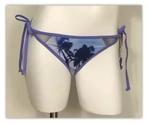 NWT JUNIOR'S BONGO MESH INSET PURPLE PALM BIKINI BOTTOM SIZE MEDIUM MSRP $28.00 - Picture 1 of 4