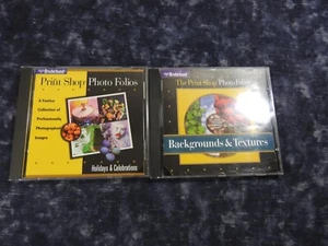 2 Broderbund Print Shop Photo Folios PC CD-Rom's Holidays+/Backgrounds+ - Picture 1 of 4