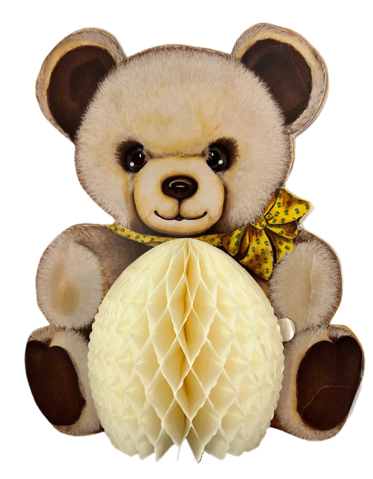 De colección 1982 Beistle Co EE. UU. Oso de peluche troquelado decoración de fiesta panal Baby Shower Foto 1 de 4