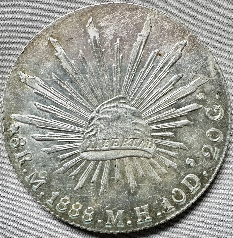 1888 Mo MH MÉXICO 8 REALES CIUDAD DE MÉXICO CORONA DE PLATA ALTA CALIDAD M#377.10 Foto 1 de 2