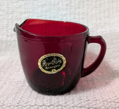 Anchor Hocking Royal Ruby Red Creamer - Original Sticker - VTG 1960s - MCM -NEW! - Image 1 of 4
