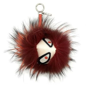 FENDI Bag Bugs Bordeaux Monster 7AR683 Charm Key Ring Red Beige Silver Unisex - Picture 1 of 8