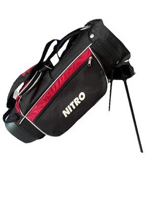 "Bolsa de pie de golf de 4 vías Nitro para niños jóvenes con doble correa de transporte roja negra blanca 22""" Foto 1 de 4