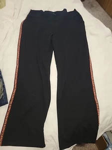 Pantalone da passerella Saint+Sofia nero taglia 18 nero con accento leopardato e rosso - Foto 1 di 5