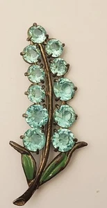Vintage Rhinestone Brooch Stunning Aqua Ocean Blue Stones 1930s/40s Era - Picture 1 of 10