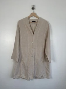 OSKA Jacket Womens Size 1 UK 10 Linen Beige Long Coat Boxy Lagen Artist Layering - Picture 1 of 11