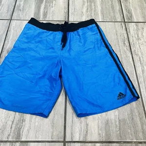 Blue Adidas swim shorts with black stripes Large - Picture 1 of 5