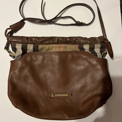 BURBERRY Burgundy House Check Little Crush Crossbody Bag Leather Canvas - Image 1 of 4