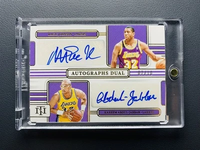 2024-25 National Treasures Kareem Abdul-Jabbar Magic Johnson DORADO doble automático/10 Foto 1 de 2