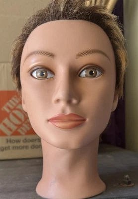 Miss Suzie-Kin Cosmetology Mannequin Head Doll 14901 Think Halloween Brown Hair - Image 1 of 4
