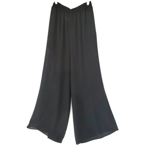 Sheer Wide Leg Pants Black Wheaton & Katz Ltd Boutique Capri Stretchy M - Picture 1 of 4