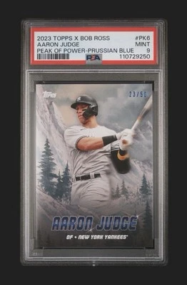 2023 Topps X Bob Ross Joy of Baseball Peaks of Power Aaron Judge Blue /50 PSA 9 - Image 1 of 4
