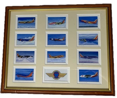 Aviões especiais desenhados à mão Southwest Airlines emoldurados em vidro - Imagem 1 de 4