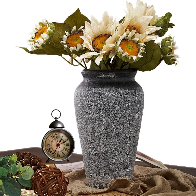 Farmhouse Clay Floor Vase for Flower Large, Rough Ceramic Garden Pot for Plan... - Image 1 of 4