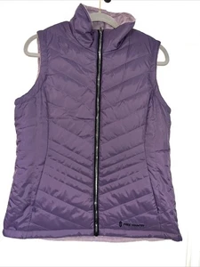 Gilet Free Country donna taglia Med viola reversibile imbottito trapuntato grigio pelliccia zip - Foto 1 di 7