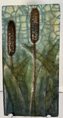 Ephraim Faience 复古手工制作艺术陶器绿色小麦陶瓷瓷砖 5 x 2.5 — 第 1/3 张图片