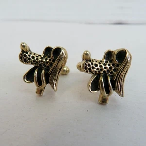 1950'-60'S DOG CUFFLINKS - TONGUE HANGING OUT COMICAL - GOLD TONE - NICE - Picture 1 of 4