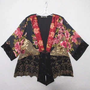 Top Kimono Spencer Alexis Plus 1X Floral Terciopelo Burnout Artístico Fluido De Colección Boho - Imagen 1 de 11
