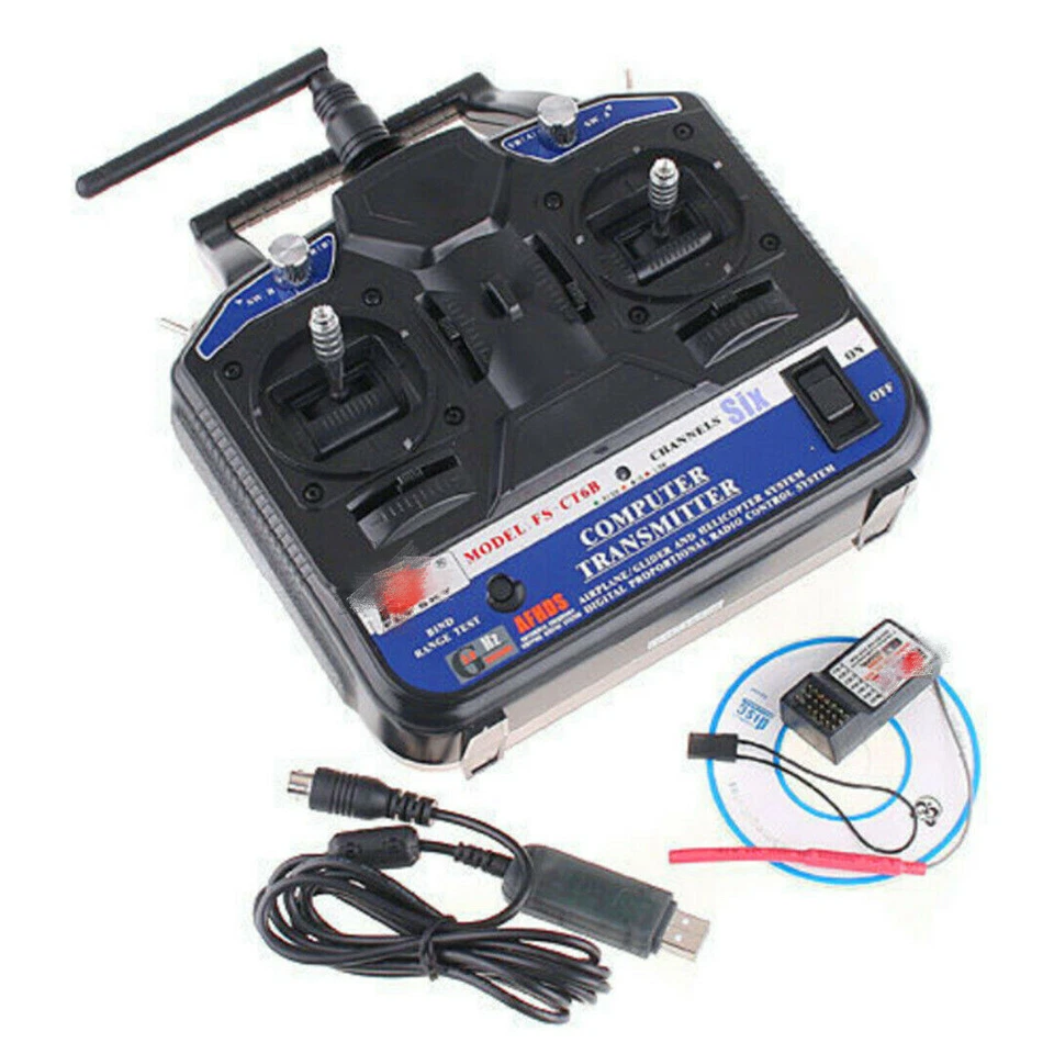 CT6B Hand-Fernsteuerung 2.4G Hz 6 Kanäle RC Sender mit FS-R6B Empfänger A BE - Bild 1 von 4