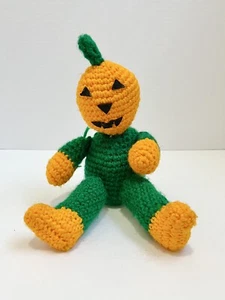 Bambola all'uncinetto testa di zucca fatta a mano peluche Jack O Lanterna Halloween - Foto 1 di 8