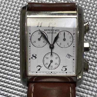 Raymond Weil Don Giovanni 4873 Blanco Árabe Cronógrafo 4873-STC-05309 Cuero Foto 1 de 4