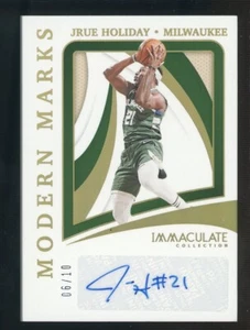 2020-21 Immaculate Modern Marks Gold Jrue Holiday Bucks AUTO 6/10 - Picture 1 of 2