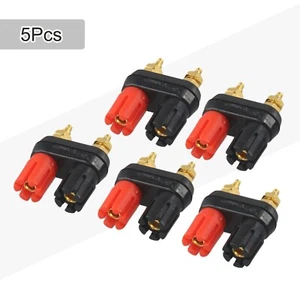 5 Pack Dual Banana Female Binding Post Panel Mount Socket Connector 4mm 2 Way - Picture 1 of 5