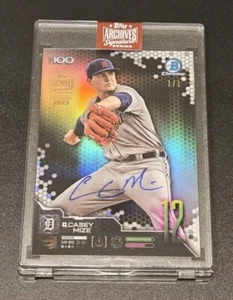 Casey Mize AUTO #1/1 SSP 2023 Topps Archives 2019 Bowman Chrome Top 100 Tigers - Picture 1 of 5