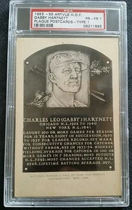 1953-55 ARTVUE H.O.F GABBY HARTNETT PSA PR-FR 1 PLAQUE POSTCARDS - TYPE 1 - Picture 1 of 2