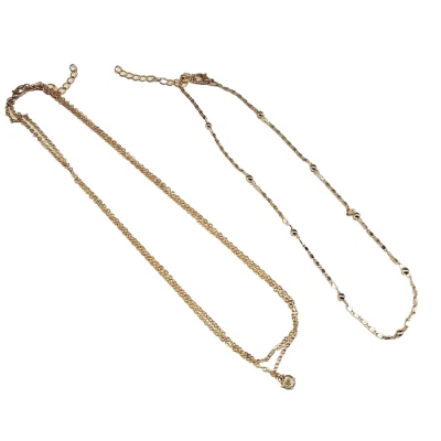 Juego de dos collares de cadena enchapados en oro de latón joyería de moda Foto 1 de 4