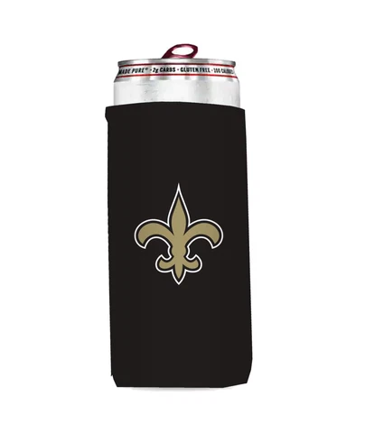 New Orleans Saints Slim Can Cooler, NFL Coozie Koozie Coolie Black Cover