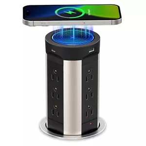 Automatische Pop Up Steckdose für Arbeitsplatte mit 15W Wireless Charger, 75W USB C D... - Bild 1 von 7