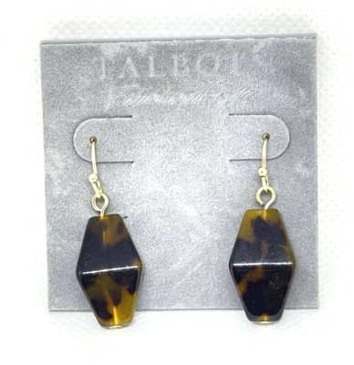 NUEVO CON ETIQUETAS Talbots Caparazón de Tortuga Pendientes Colgantes Cierre de Gancho Tono Dorado Foto 1 de 3