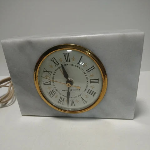 General Electric AC Powered  Alarm Clock 7360 In Marble Bock Cover