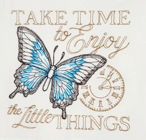 FLATTERNDER SCHMETTERLING MEDLEY MASCHINE BESTICKT MEHLSACK SCHALE HANDTUCH - Bild 1 von 2