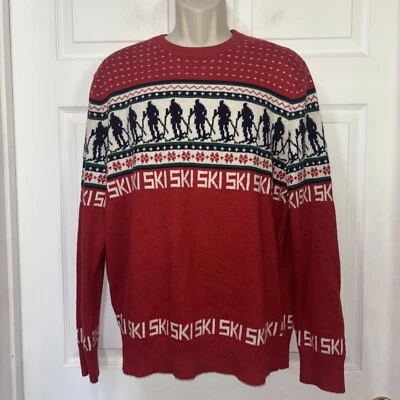 NUEVO CON ETIQUETAS American Eagle Outfitters Suéter de Esquí Para Hombres L Pullover Rojo Mezcla de Lana Foto 1 de 4