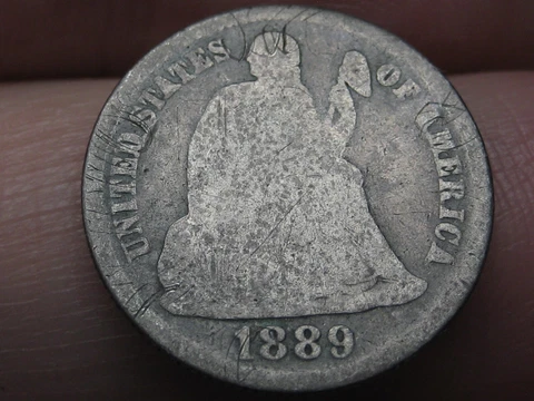 1889 P Seated Liberty Silver Dime- Philadelphia, Good Details Cover