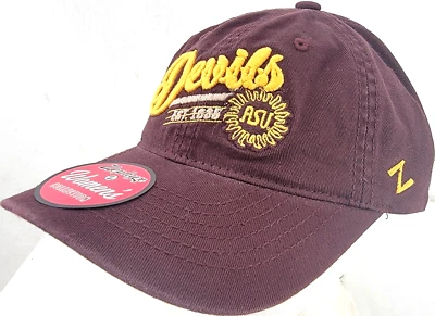 NEW Arizona State Sun Devils ASU Maroon Zephyr Adjustable Chino Cap Hat Women's - Image 1 of 4