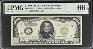 $1000 1934A FRN San Francisco FR 2212-L PMG 66 EPQ - One of the Finest Known - Picture 1 of 3