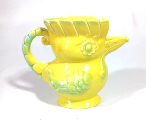 Jarra crema pájaro amarillo cucaburra figura cerámica vintage Dwight Holmes - Imagen 1 de 6
