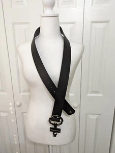 Colección de cinturón Tahari hebilla de acrílico estampado tortuga y negro talla grande - Imagen 1 de 5