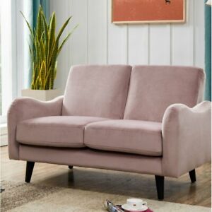 Sofa 2 Seater Loveseat Pink Velvet Any Room Sofa Removable Cushions UK RRP £399