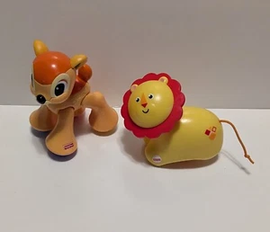 Lot Of 2 Fisher Price Bambi Clicker Pal & Lion Roller Sensory Infant Baby Toy - Picture 1 of 7