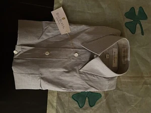Bill Blass Gray/ White Pinstripe Long Sleeve Mens Shirt Size 15 -32/33 NWT - Picture 1 of 5