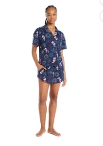 Celebrate Patriotic FIreworks Collared Button Up Pajama Shorty Set Size L NWT - Picture 1 of 6